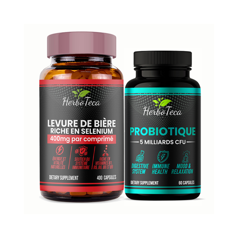 Pack Synergie Digestion & Vitalité Levure de Bière 400 comprimés + Probiotiques 60 capsules