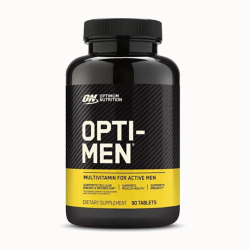 Flacon d’Opti-Men Optimum Nutrition, multivitamine pour hommes actifs, 90 comprimés, vue de face