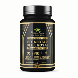 Flacon de Gelée Royale Premium Edition HerboTeca, 600 mg par portion, 30 gélules, vue de face