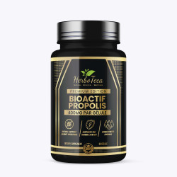 Flacon de Propolis Premium Edition HerboTeca, 400 mg par gélule, 30 gélules, vue de face