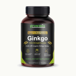 Ginkgo Biloba 650mg 60 Capsules Growmix disponible chez Nutrisport.ma Rabat