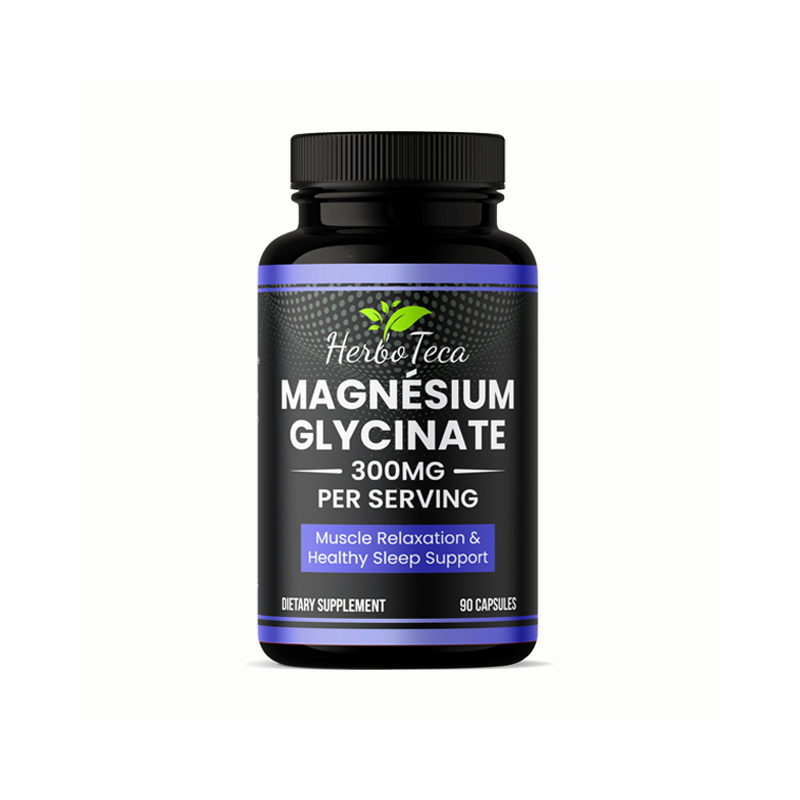 Pot de Magnésium Glycinate HerboTeca 300 mg par dose, 90 capsules