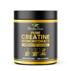 Pot de Créatine Monohydrate pure HerboTeca, 5000 mg par portion, 300 g, vue de face